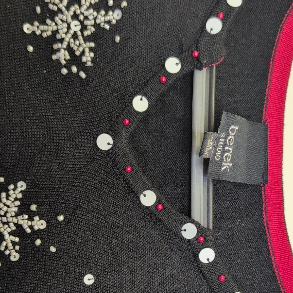 Berek Black and Red Sweater with Embellishments - Picture 4 of 4